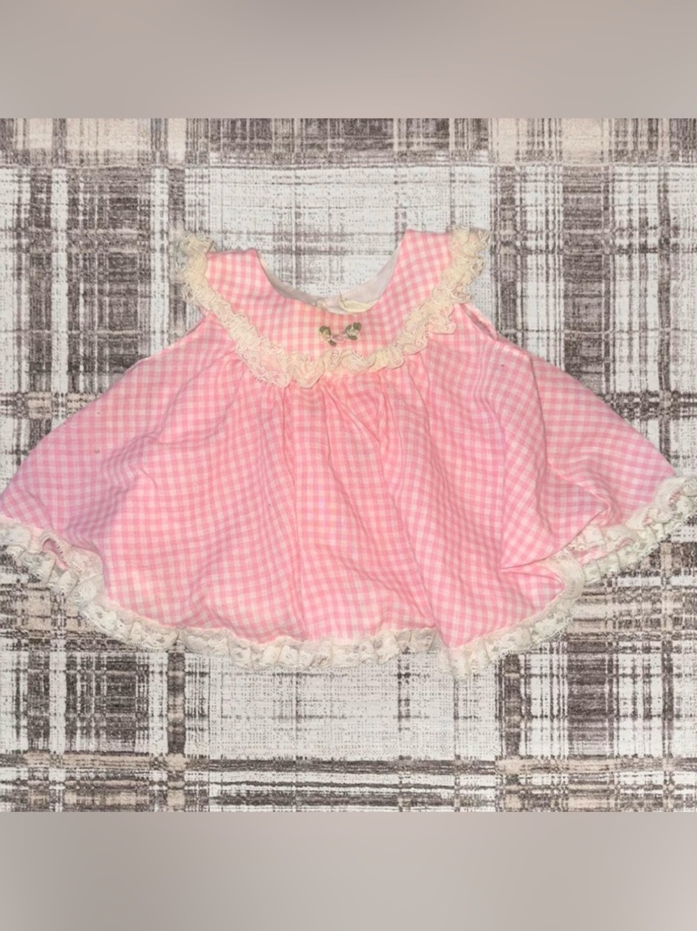 Pink Gingham Lace Baby Dress